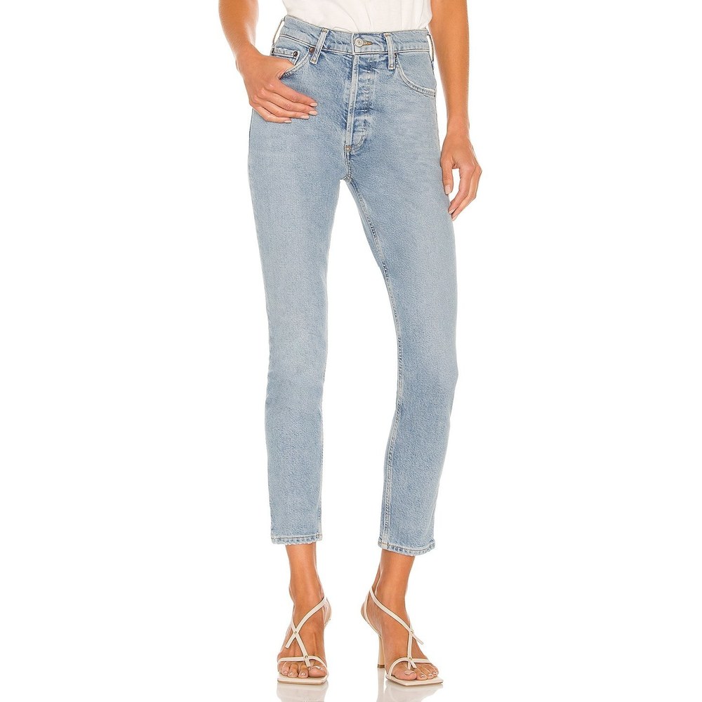 AGOLDE Nico High Rise Slim Jean in Cliffside light blue skinny denim